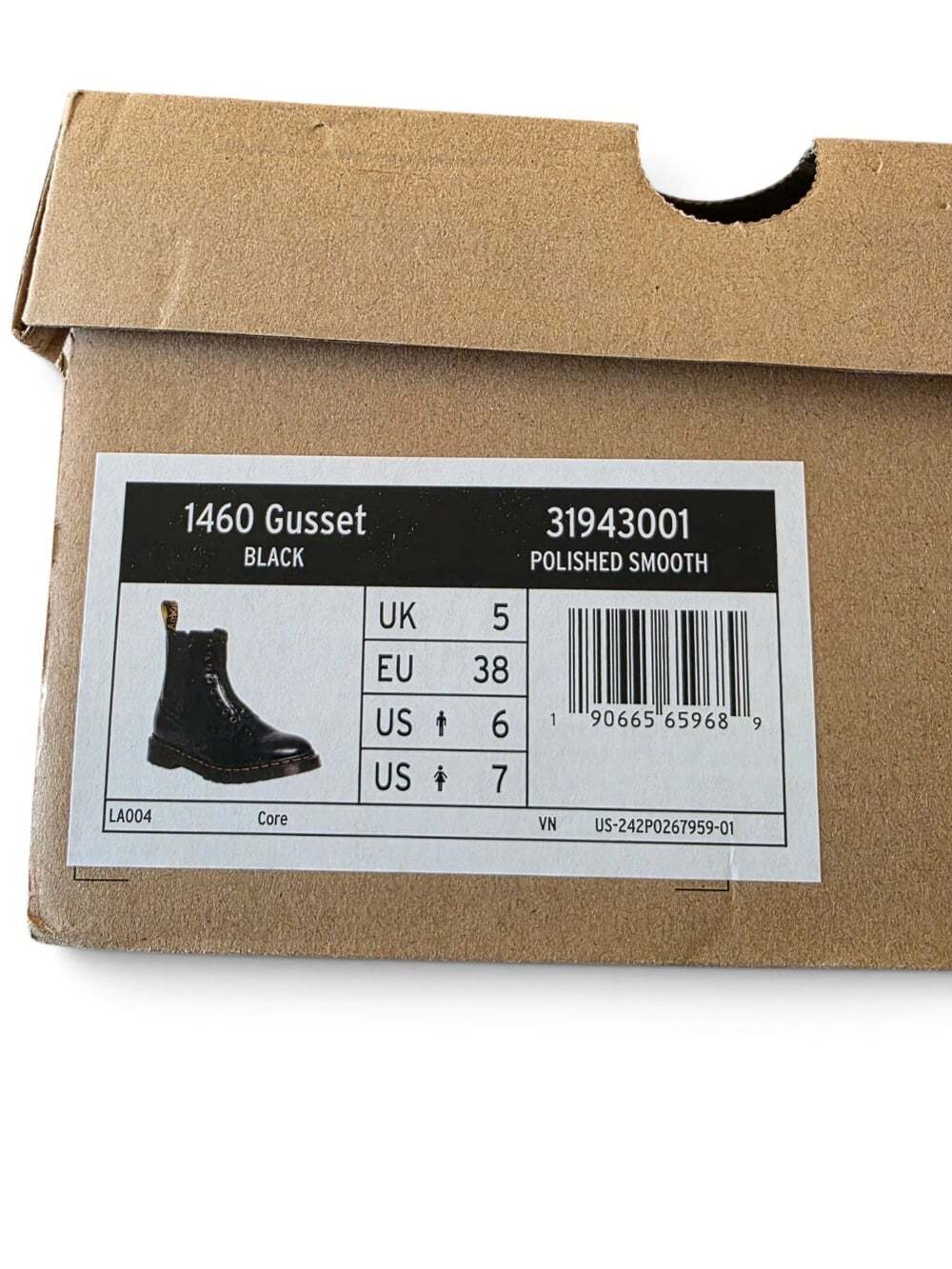 Dr. Martens 1460 Gusset Polished Smooth Zip Chelsea Boots Black Women 7 - Picture 6 of 16
